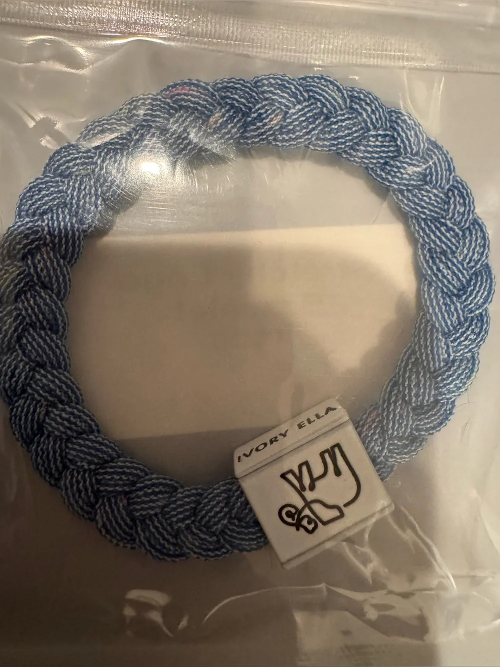 Ivory Ella Braided Kids Hair Tie/ Bracelet Multi Use one in pink and one in blue